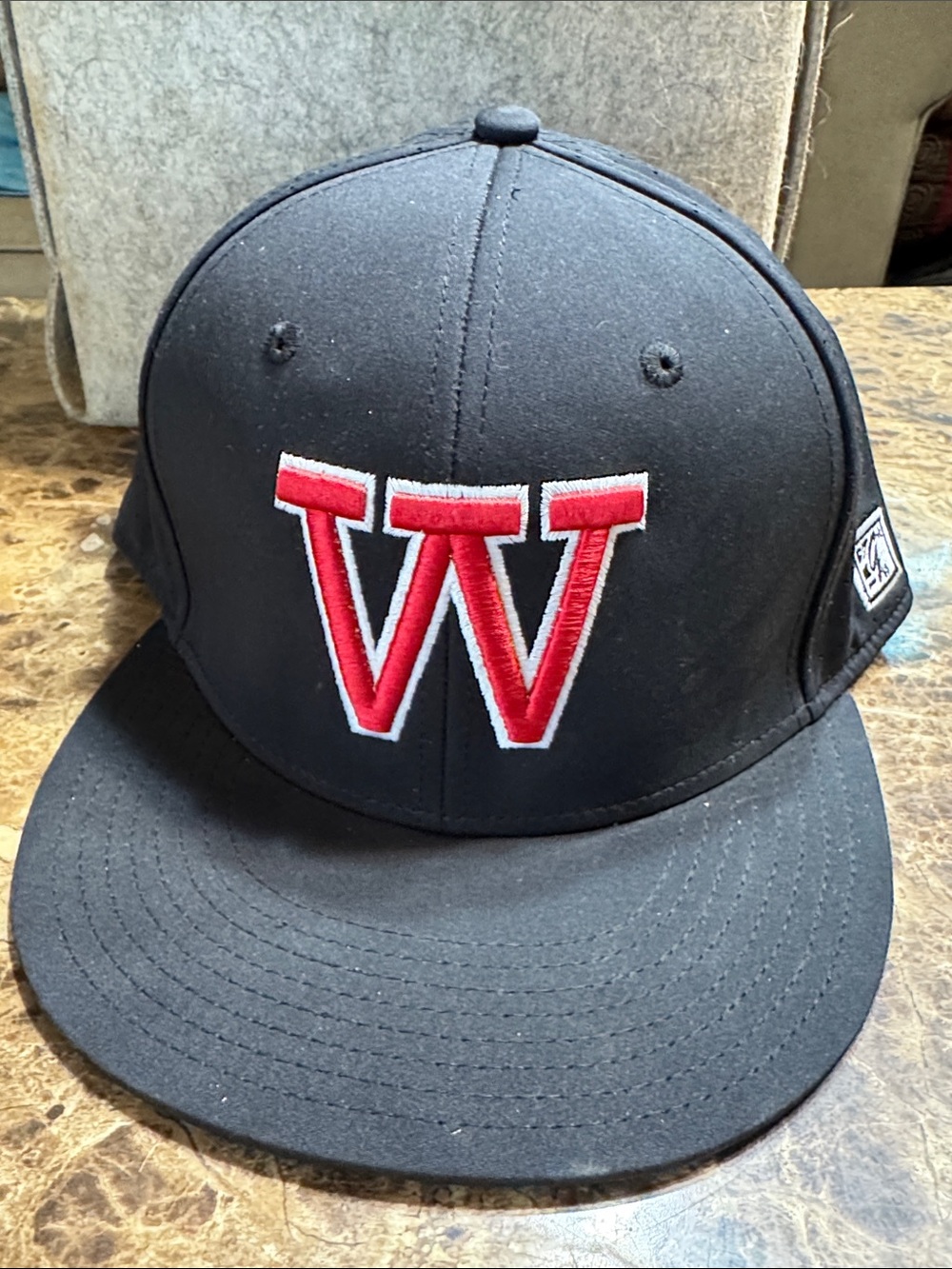 Black Snapback Cap with Red 'W' Embroidery Size Large Warriors